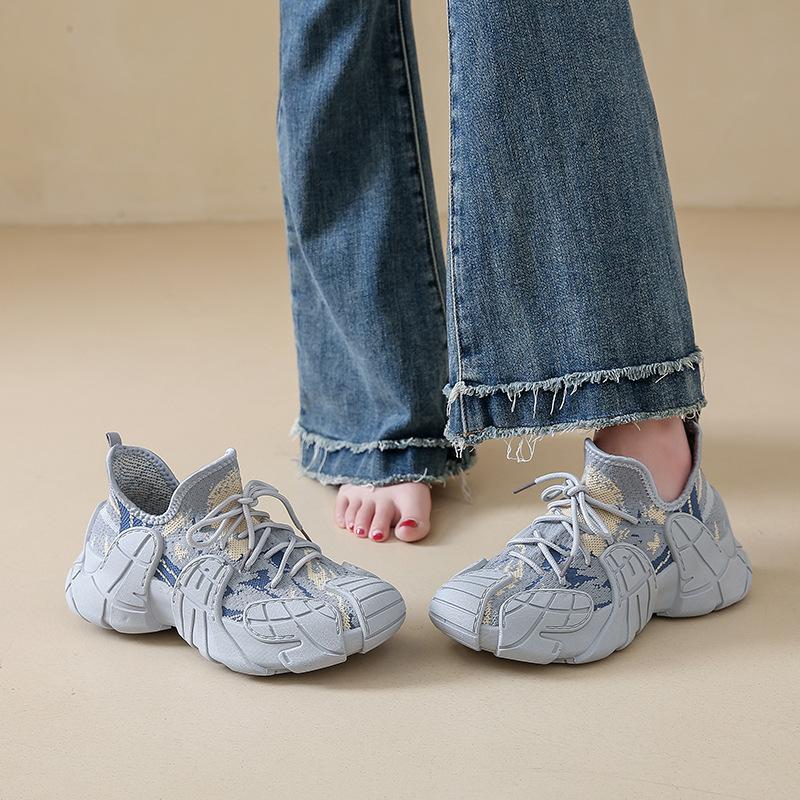 Octopus Flying Woven Shoes Platform Dad Shoes Women 2025 Show Feet Small Ins Breathable Non-slip Casual Sports Shoes