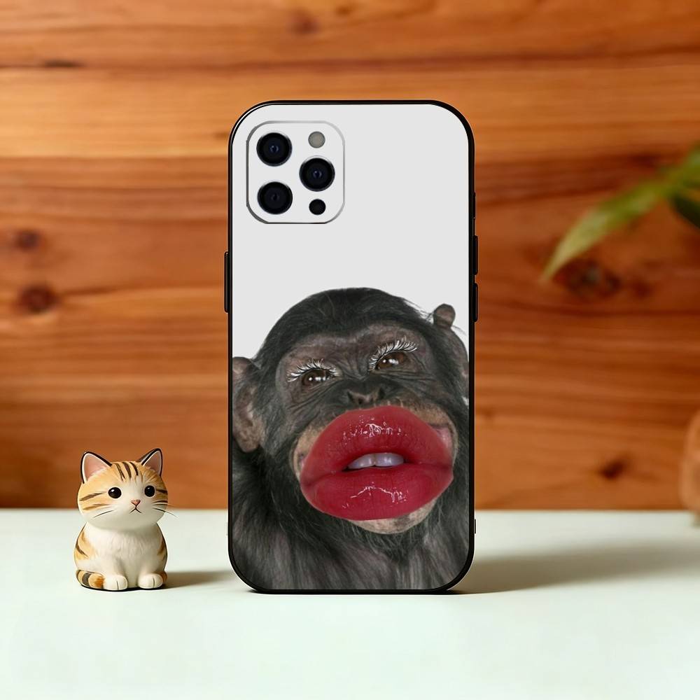 C-Милый F-Забавный Чехол-Обезьянка для iPhone 17,16,15,14,13,12,11 Plus,Pro Max,XS,Мягкий Силиконовый Черный Чехол