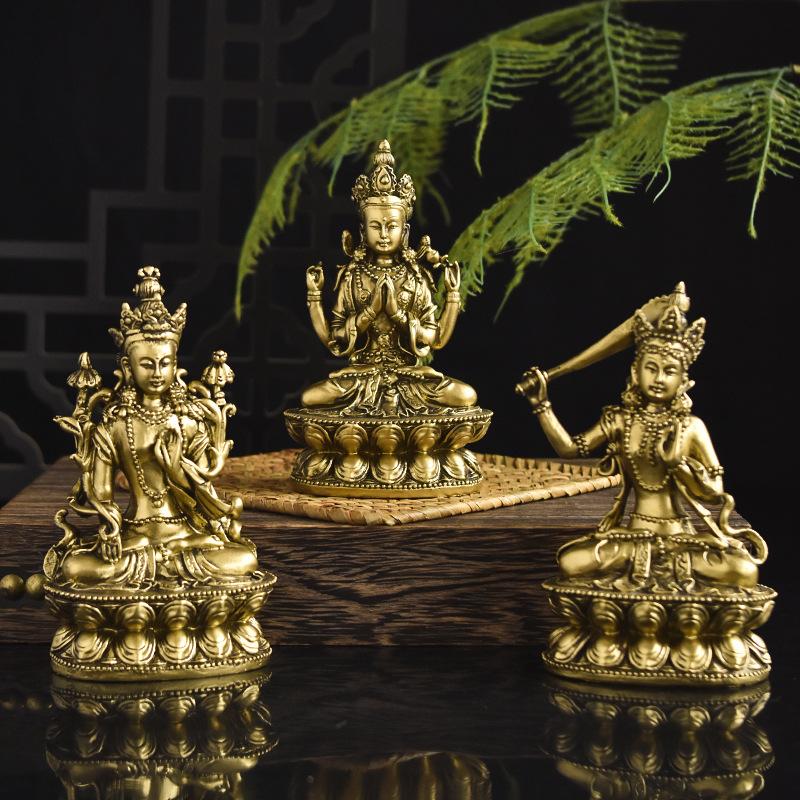 Ретро имитация медной статуи Будды, украшения из смолы для украшения дома, украшения в стиле дзен для украшения фойе
