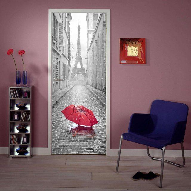 3D Door Sticker Wallpaper PVC Landscape Home Decor Furniture Vinyl Wrap Waterproof Wall Sticker Bedroom Door Decorative Film