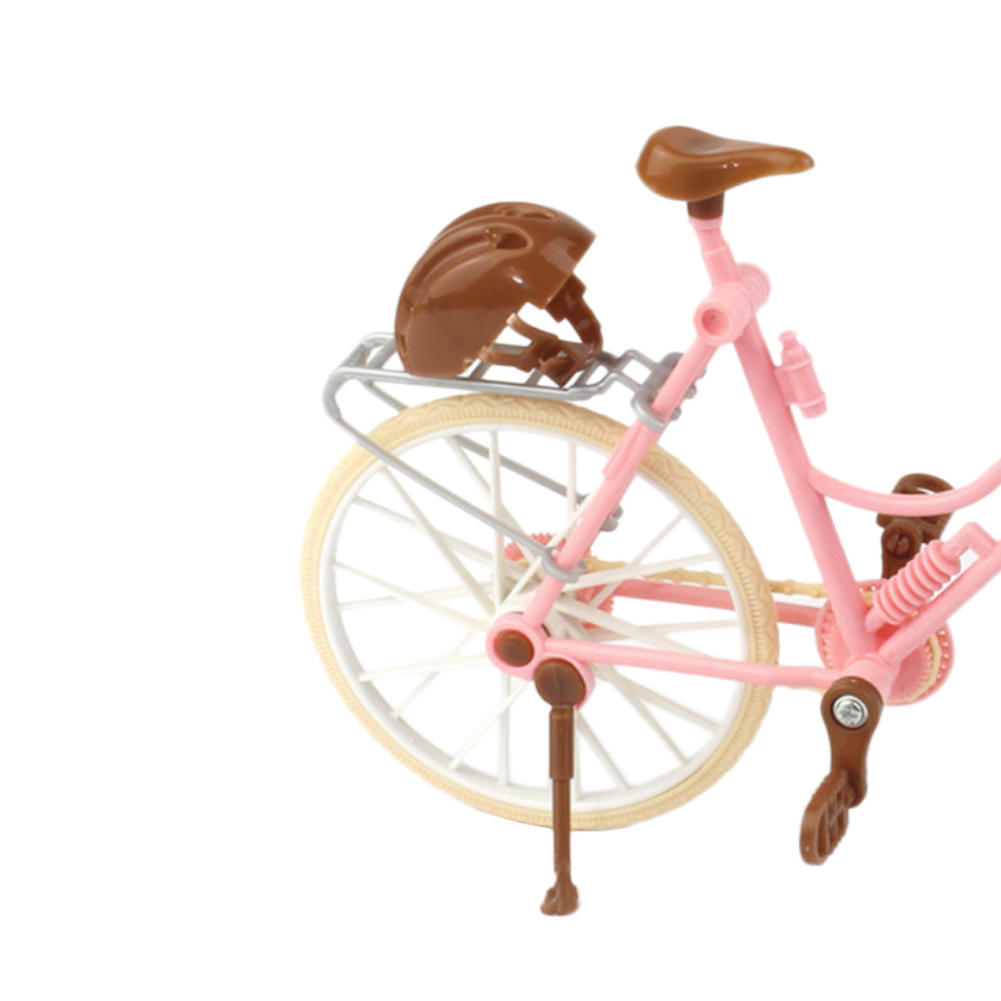 Велосипедная кукла, розовая искусственная велосипедная игрушка, съемная велосипедная корзина, коричневый шлем для маленьких девочек