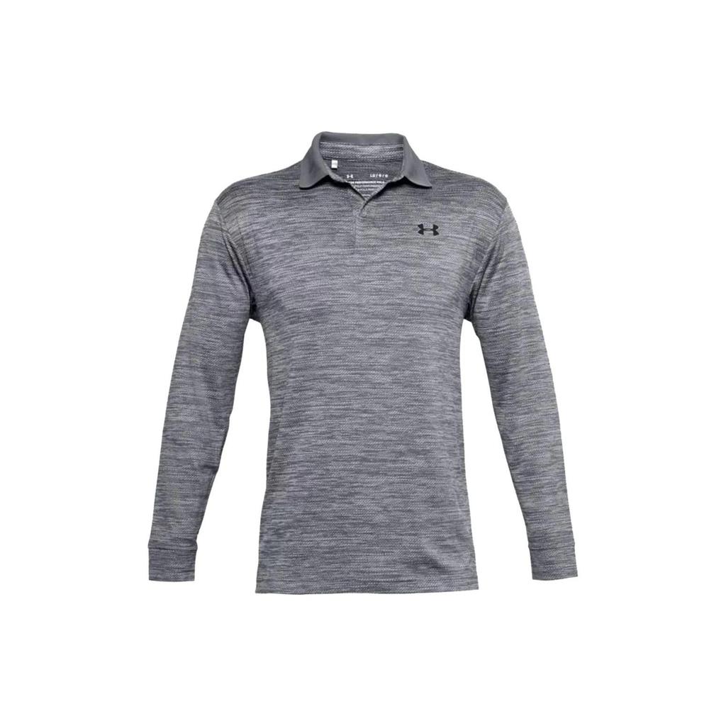Under Armour Мужская рубашка поло с квадратным вырезом и длинным рукавом, с принтом логотипа, серая 1361610-035