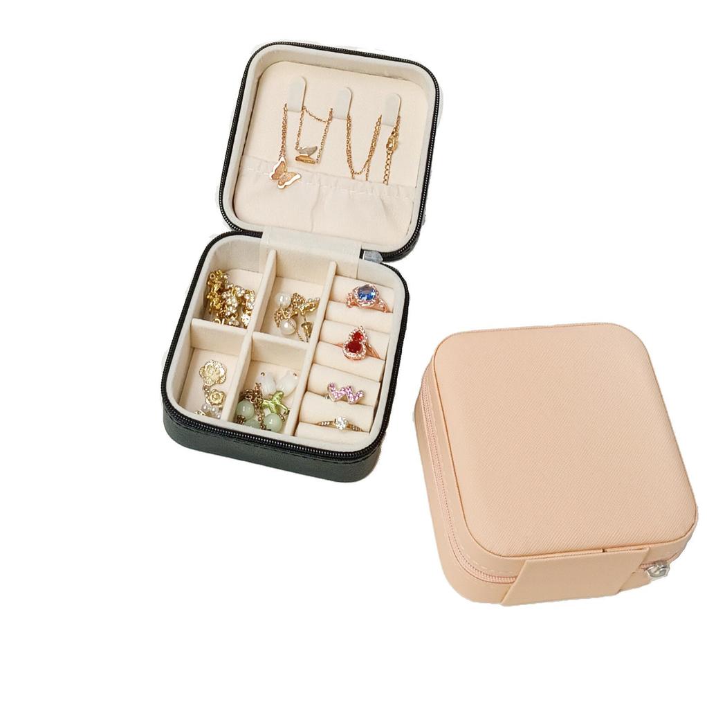 Компактная кожаная шкатулка для украшений для женщин - Милый органайзер для подвесок, серег и колец