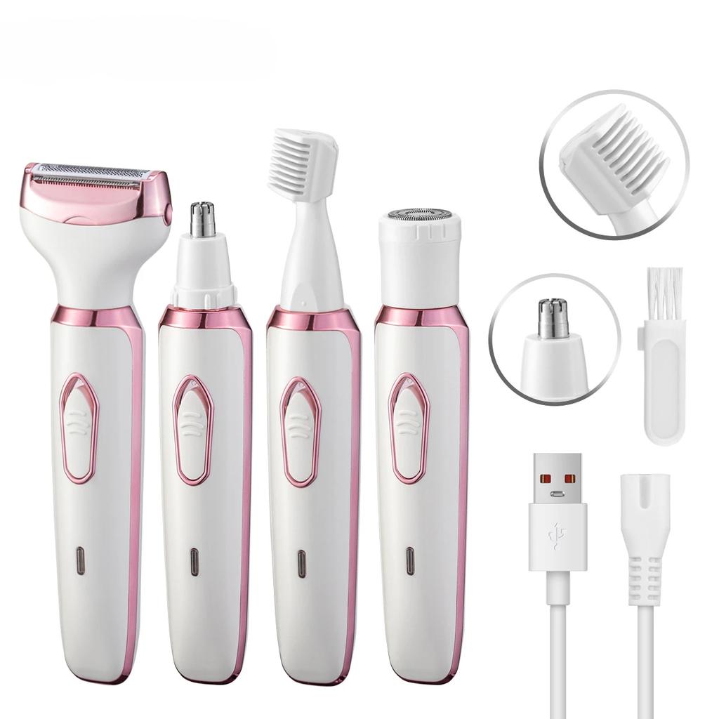 4 In 1 Electric Lady Shaver Body Hair Removal Epilator Painless Cordless Trimmer Razor Gifts for Women Home Appliances