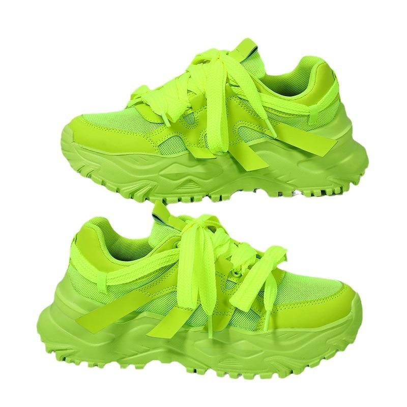 Fashion Spring Green Platform Sneakers Thick Sole Shoes Women Breathable Chunky Sneakers Luxury Tennis Shoes 2025 Outdoors Walking Shoes