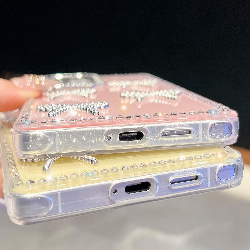 Suitable for Samsung GalaxyzA17 Flash Diamond IMD Bow Mobile Phone Case S25ULTRA A07 A55A56