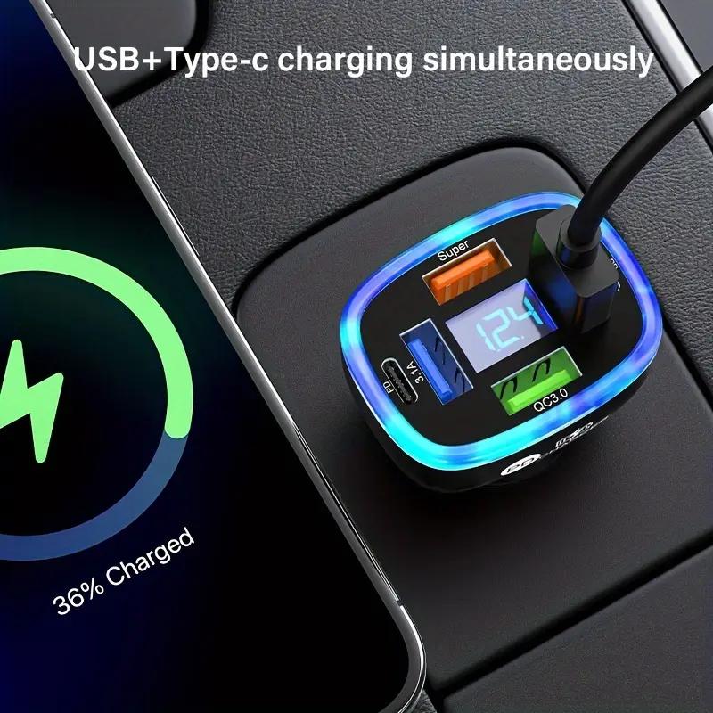 Автомобильное зарядное устройство для прикуривателя USB PD зарядное устройство 6-портовый автомобильный адаптер подходит для iPhone 15 14 Samsung S24 2024 iPad Pro MacBook Pro