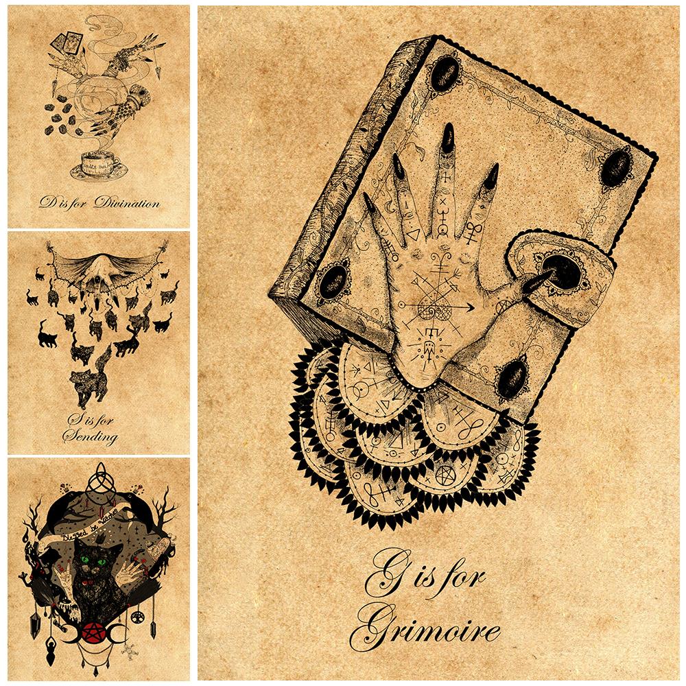 Ретро Созвездие Демона Гадание Плакат Готический Темный Созвездие Демона Стена