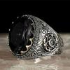 New Punk Turkey Vintage Rings Geometric Oval Black Suitable For Anniversary Party Wedding Men 'S Rings High -End Luxury Jewelry