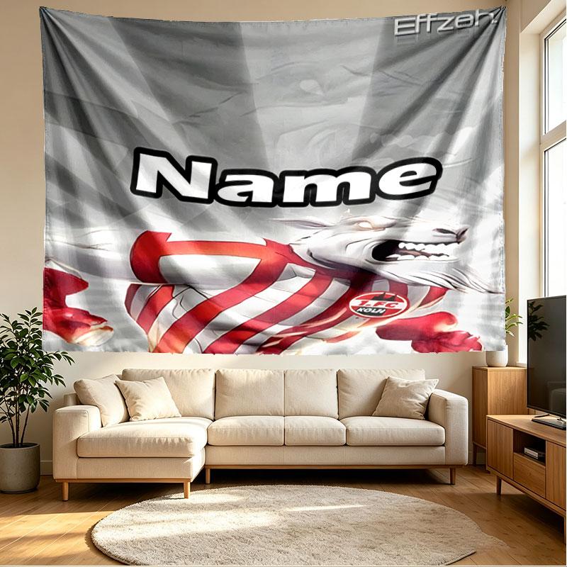 Custom Name Personalized FC Koln Print Tapestry, Wall Art Decor, Bedroom, Dorm, Apartment, LivingRoom, Party Backdrop, Gift for Birthday