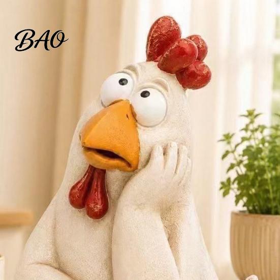 Garden Potted Plant Accents Funny Chicken Statue, Resin Figurine, Farmhouse Outdoor Durable Decor Yard for Balcony Flowerpot, Lawn, Decoration
