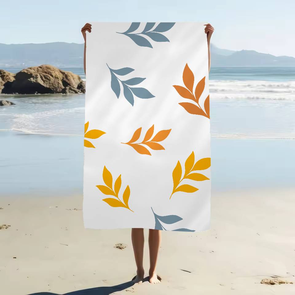 Plant Leaf Pattern Print Microfiber Blanket Quick Drying Beach Towels Oversized Printing Super Absorbent Pool Towel Blanket