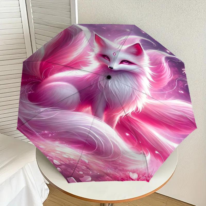 1PC Fox Umbrella-8-Rib Reinforced, Automatic Open, Lightweight & Durable, Fashion Accessory for Outdoor, H0367