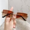 Rimless Rectangle Vintage Sunglasses Woman Brand Pink Gradient Sun Glasses Female Cutting Lens Square Ladies
