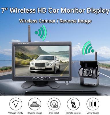 Беспроводной 7-дюймовый автомобильный монитор HD ЖК-монитор с резервной камерой заднего вида и автомобильное зарядное устройство