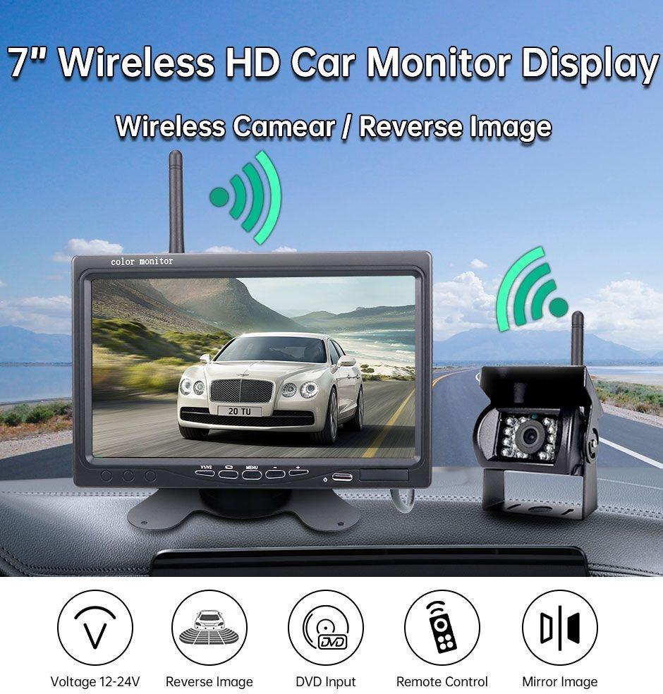 Беспроводной 7-дюймовый автомобильный монитор HD ЖК-монитор с резервной камерой заднего вида и автомобильное зарядное устройство