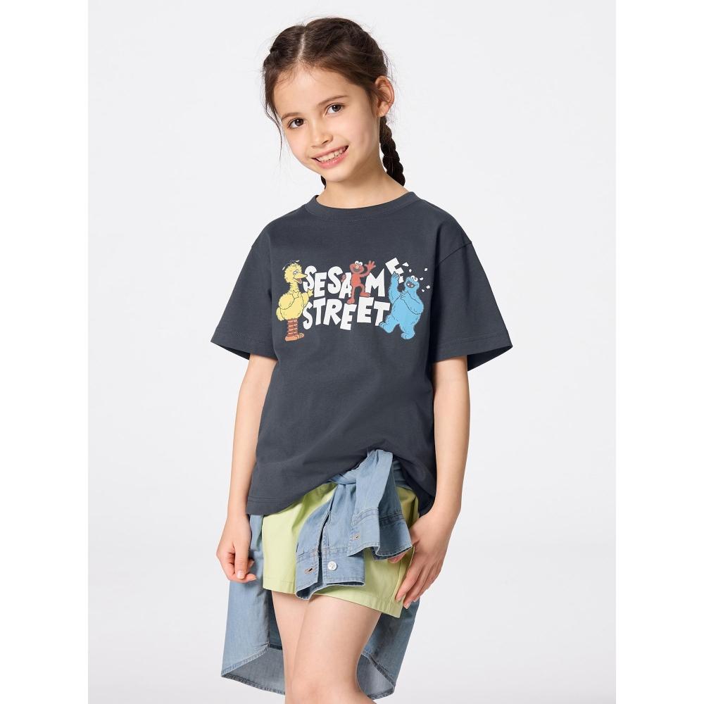 GU by Uniqlo Детская футболка-поло унисекс с рисунком Sesame sT