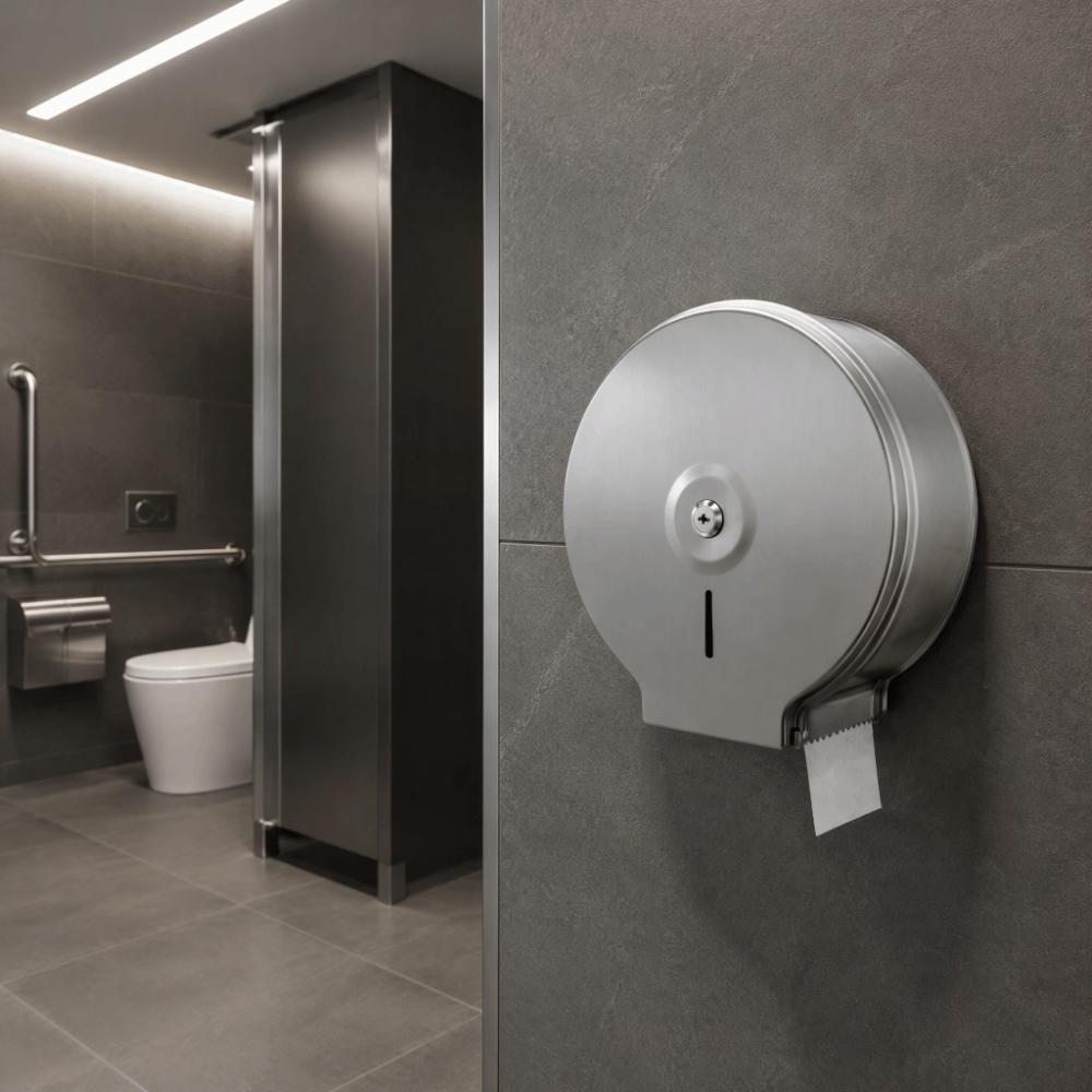 Stainless Steel Toilet Paper Holder 9 Inch Roll Bath Tissue Dispenser For Commercial Use