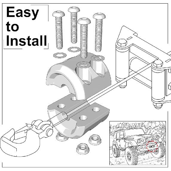 Rubber Winch Stopper For Cable Hook, Rubber Rope Line Saver For ATV UTV SUV Winches, With Allen Wrench (Red)