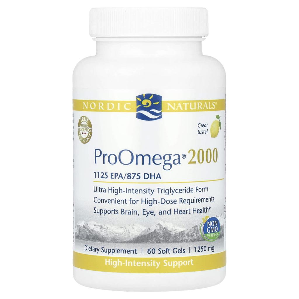 Nordic Naturals, ProOmega® 2000, Лимонный вкус, 1250 мг, 60 мягких капсул (625 мг на мягкую капсулу)