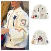 Spring and Autumn Cartoon Print Baseball Ladies Simple Round Neck Single Breasted Casual Long Sleeve Jacket New Coat