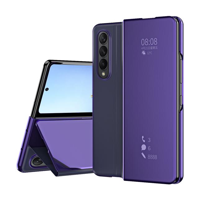 Умный флип-чехол для Samsung Galaxy Z Fold 4 3 5g с зеркальным покрытием, подставка из искусственной кожи, противоударный чехол для телефона Funda Z Fold 2 4 5g