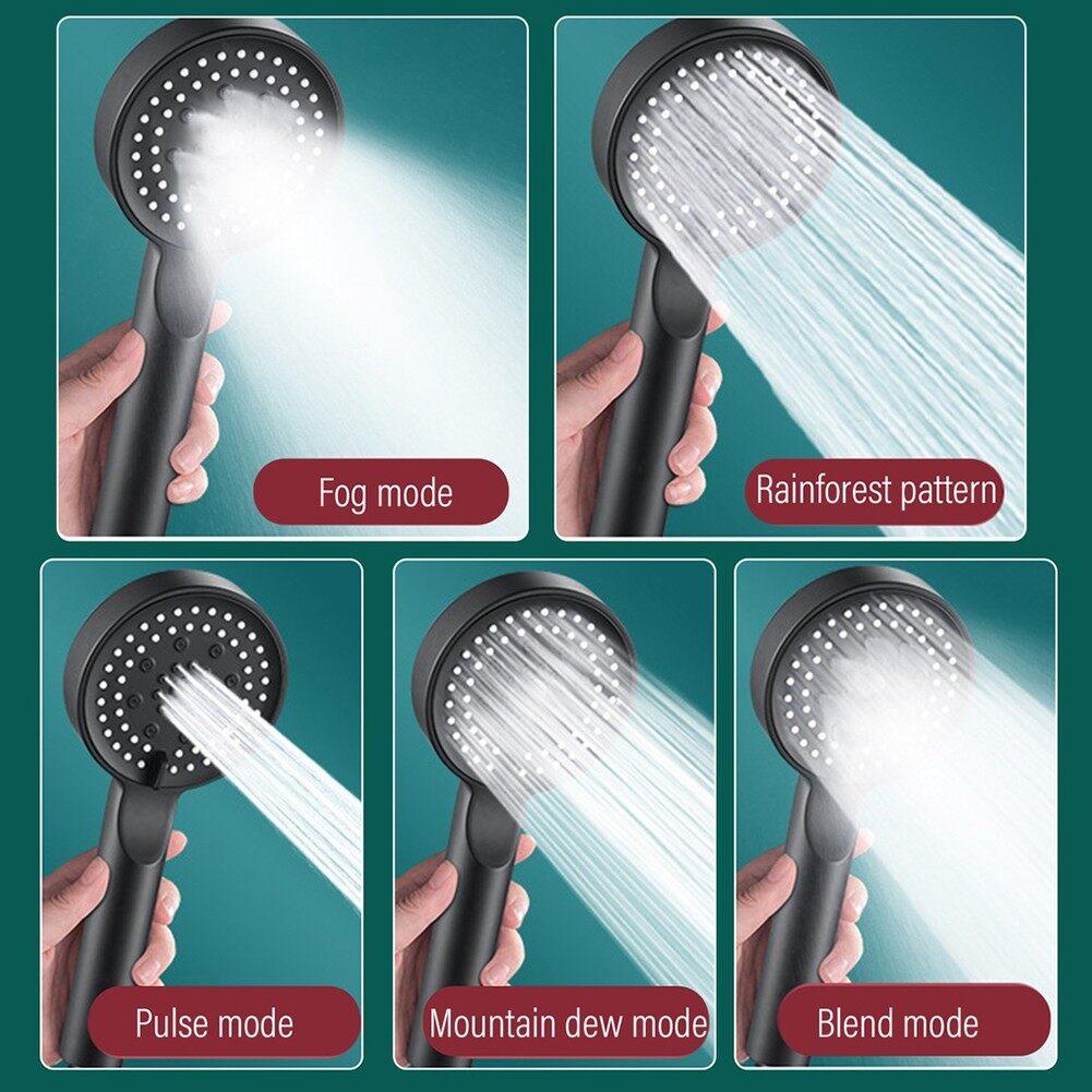 5 Modes Shower Head Adjustable High Pressure Water Saving ShowerHeads Water Massage Handheld Shower Head Hook Hose Fall Resistance Eco Shower