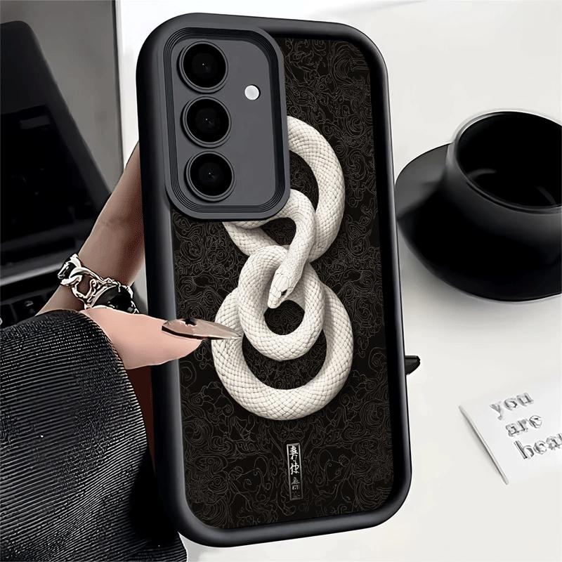Чехол для телефона Samsung Galaxy S26 S25 Ultra S24 FE Черный Змеиный Рисунок Мягкий Силикон Funda S23 Plus S22 + S21 S20 5G