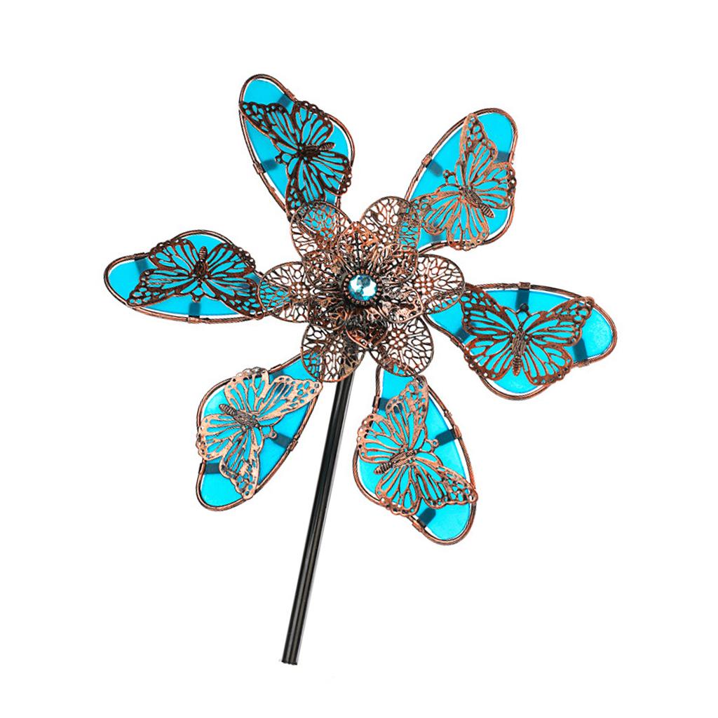 Металлическая скульптура-ветряк ручной работы для сада, ветряная мельница на колышке, всепогодное украшение для двора для открытых пространств