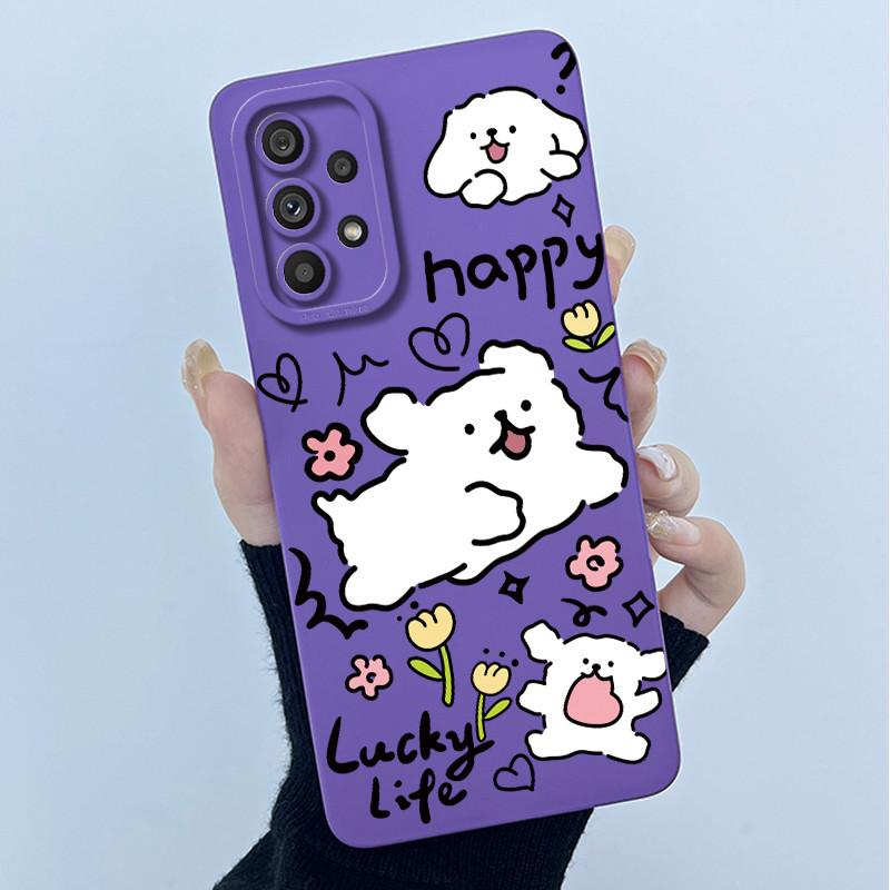 Shockproof Matte Case For Samsung Galaxy A32 A52 A52S A72 M52 5G Lovely Cartoon Liquid Silicone Camera Protective Bumper Cover