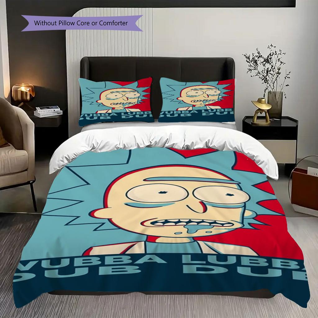 Super soft Ricky and Morty 3-piece bedding set - 1 duvet cover, 2 pillowcases, skin-friendly and comfortable(Without Core)