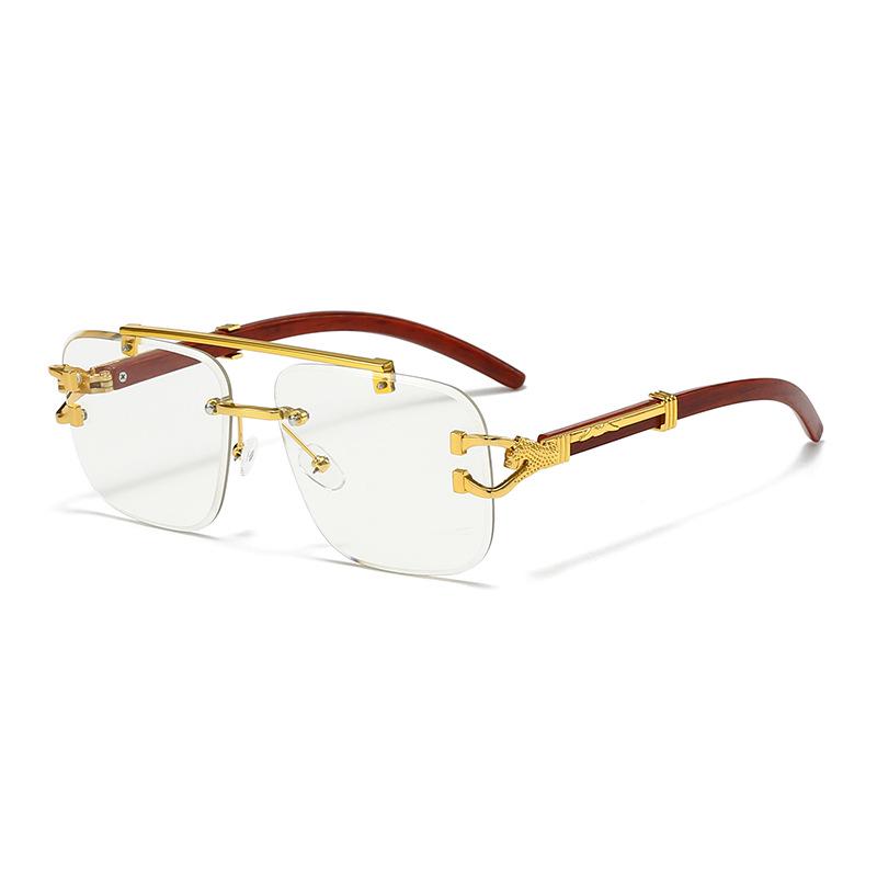 Square Frame Leopard Head Sunglasses with Double Beam for Men & Women – UV Protected, Stylish & High-End Design