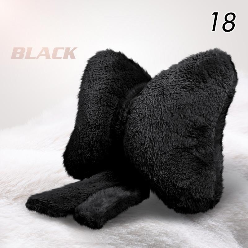 Женский плюшевый чехол для сиденья автомобиля с бантом, милый, для девочек, зимняя теплая автомобильная подушка, подголовник с бантом, подушка для талии, аксессуары для салона автомобиля