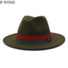 Фетровая шляпа Федора с красной зеленой лентой для женщин, классическое платье, официальная церковная зимняя шляпа, шерстяная панама с широкими полями, джазовая кепка