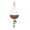 Natural Coconut Shell Parrot Nest & Swing Toy - Warm Tiger Skin Design
