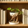 Indoor Plant Container 3D Printed Tree Root Planter, Bionic Wood Textured Flower Pot with Makeup Brush Organizer Drainage Hole, Succulent Desk