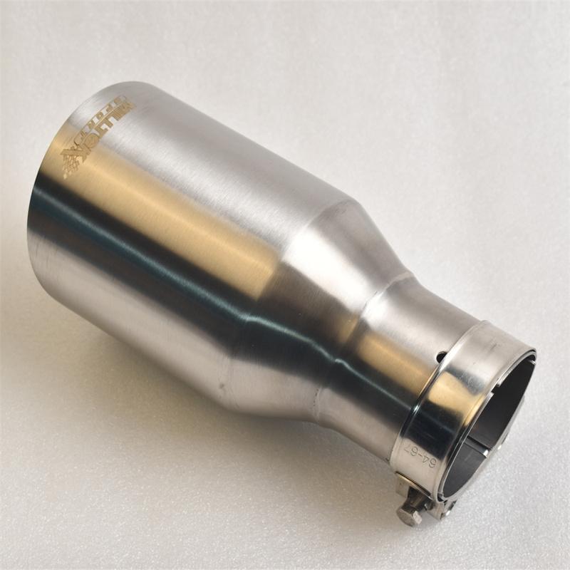MILLTEK SPORT Universal Car Muffler 304 Stainless Steel Matte Brushed Finish with Pointed Exhaust Tip And Slanted Pipe
