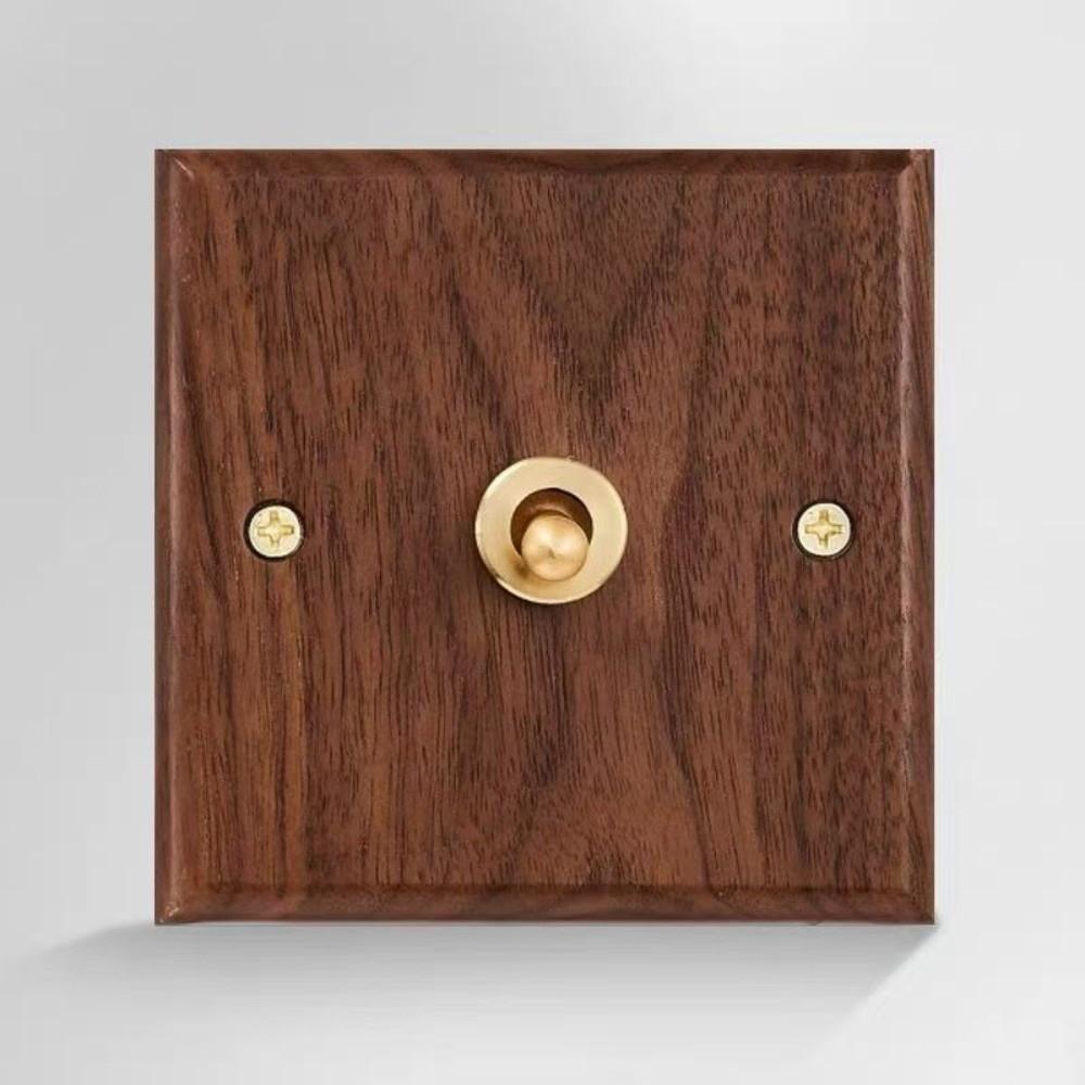 Brass Lever Wall Light Switch Panel Walnut Wood Brass Lever Wall Switch Home Hotel B&B Decoration