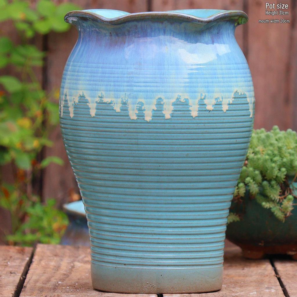 Большой керамический горшок ручной работы для суккулентов и орхидей - Дышащий, Грубозернистый глиняный горшок для бонсай