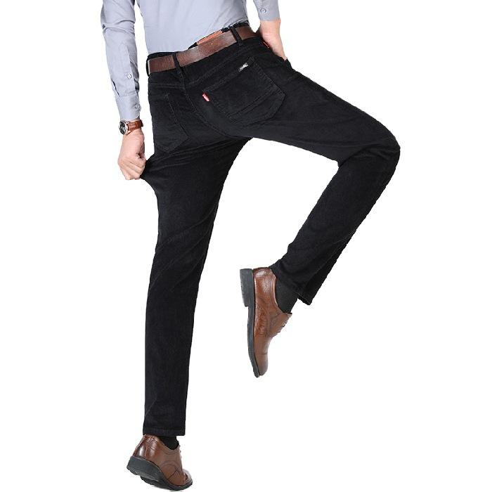 Осень и зима Новые вельветовые мужские эластичные деловые повседневные модные облегающие брюки универсальные маленькие прямые брюки