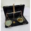 Antique Brass Jewellery Balance Scale with Velvet Box & Complete Weight