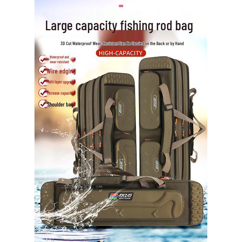 Waterproof Lightweight Canvas Fishing Rod Bag - Large Capacity, Portable, Multifunctional, Stylish Design