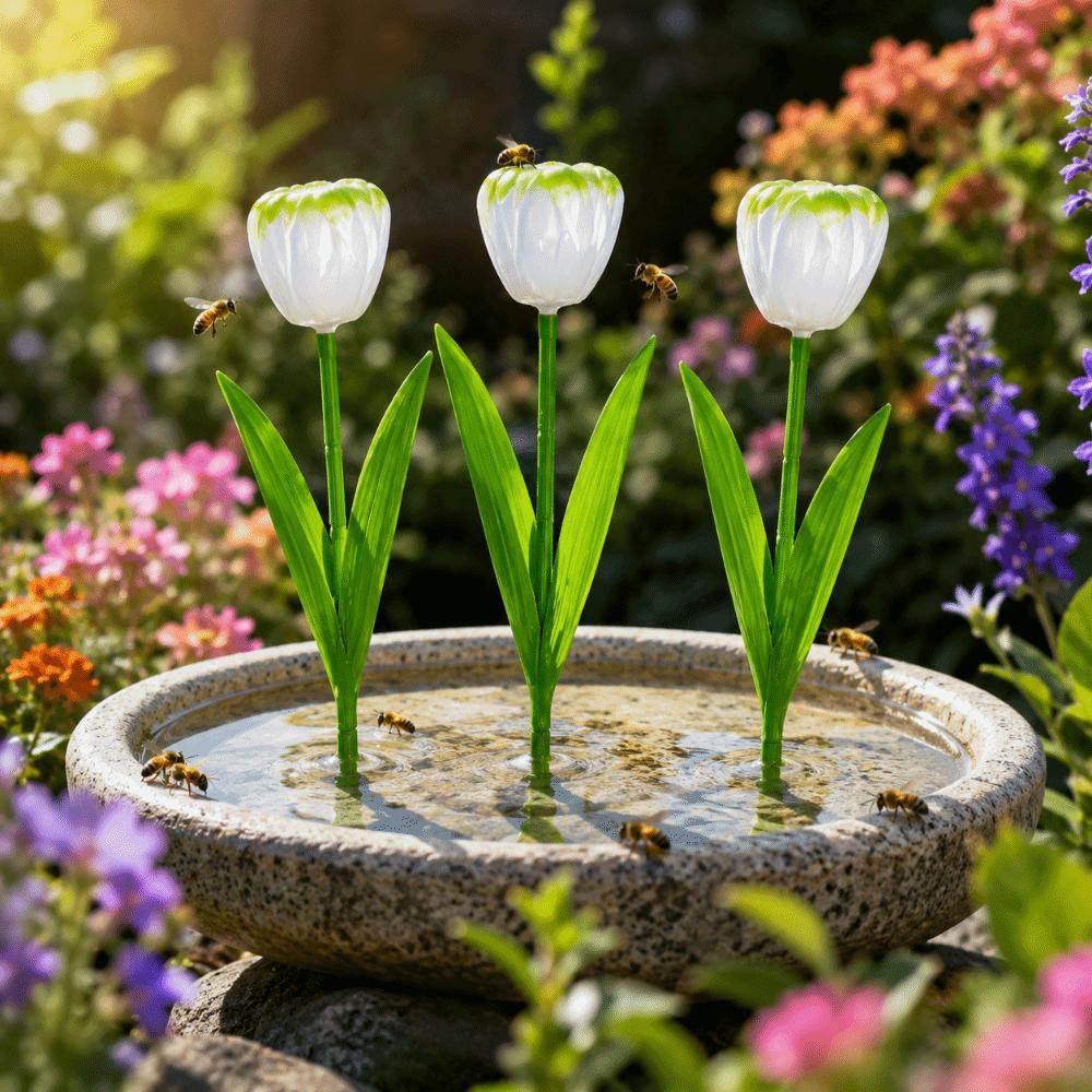 3pcs Garden Decoration Bee Water Feeder Artificial Flower Butterfly Drinking Station Household