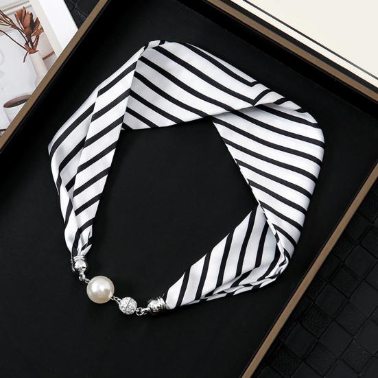 Women Chiffon Scarf Magnetic Buckle Bright Color Printing Necklace Style Decorative Thin Scarf Garment Accessories