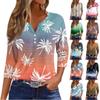 Women's T Shirt Tee Print Button  3/4 Sleeve Daily Weekend Fashion Basic V- Neck Regular Top