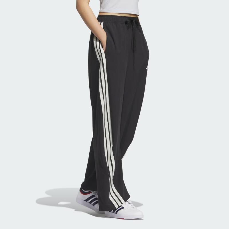 adidas Спортивные брюки Climacool из ткани, быстросохнущие, свободного кроя, в полоску, повседневные, женские, черные KC1492