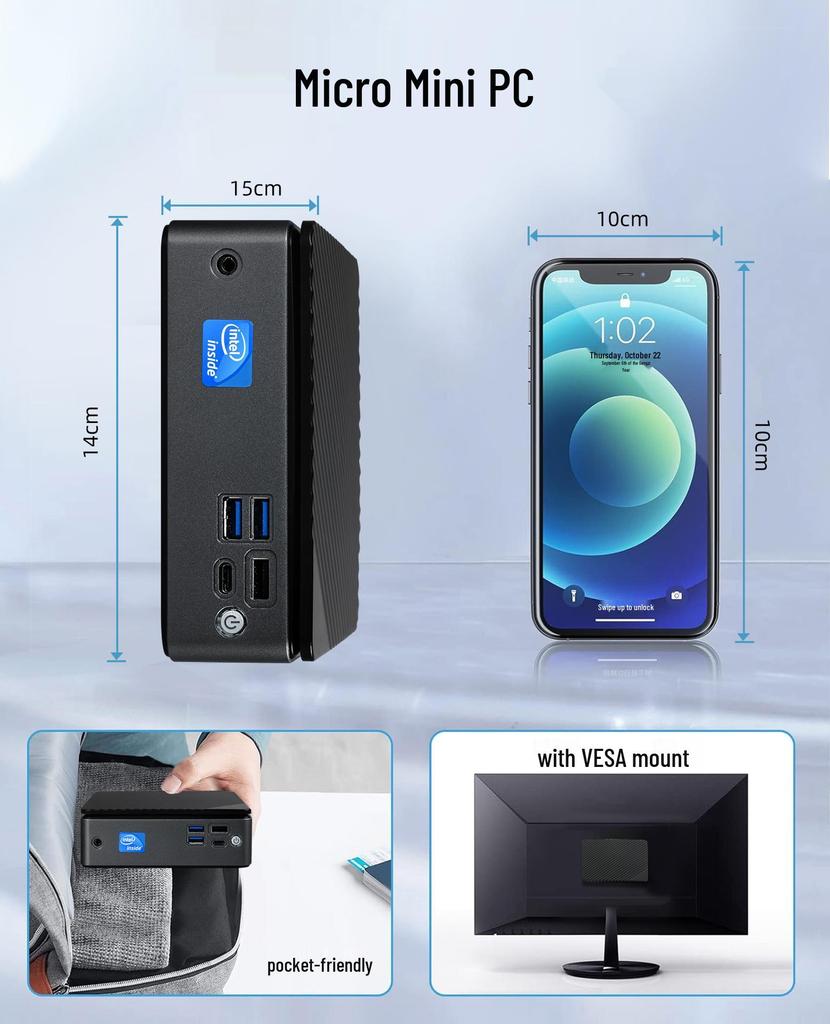 12th Gen N100 Mini PC: 4K Dual-Screen Industrial Control Desktop for Home & Office