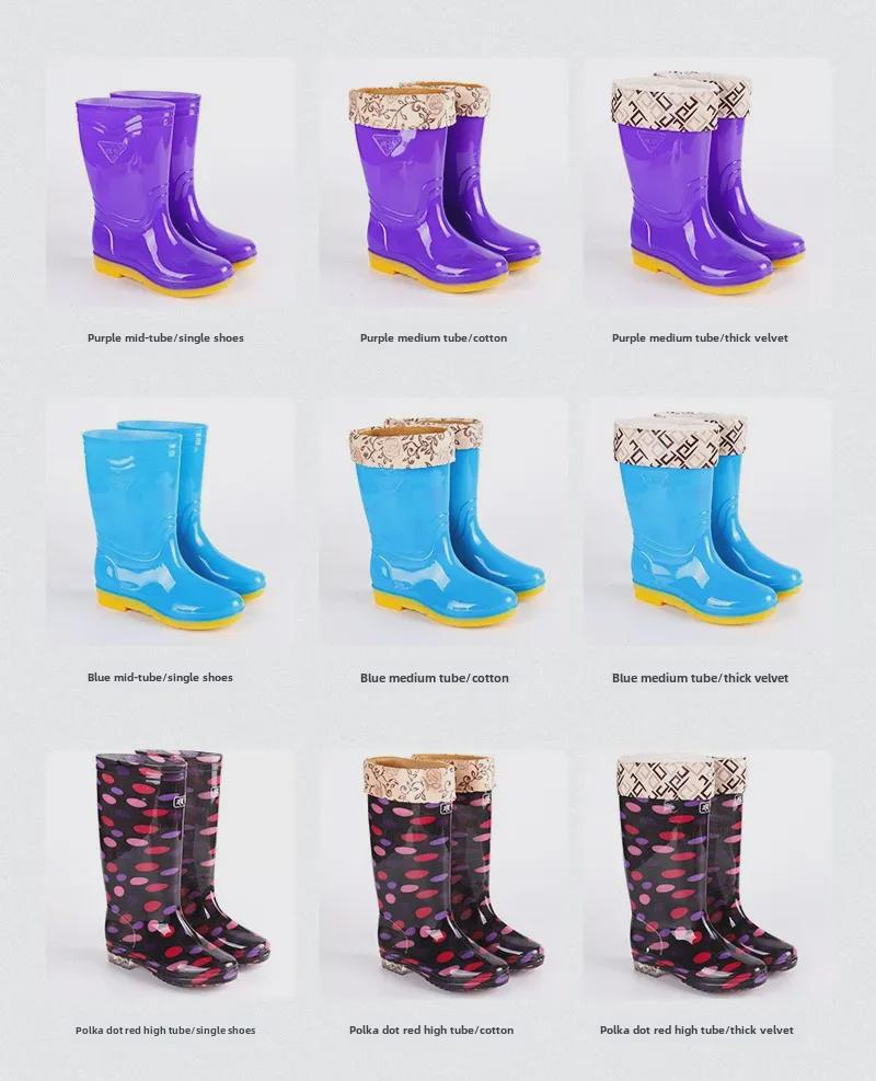 Женские водонепроницаемые нескользящие высокие сапоги из коровьей кожи в горошек для работы на кухне, 2025 г.