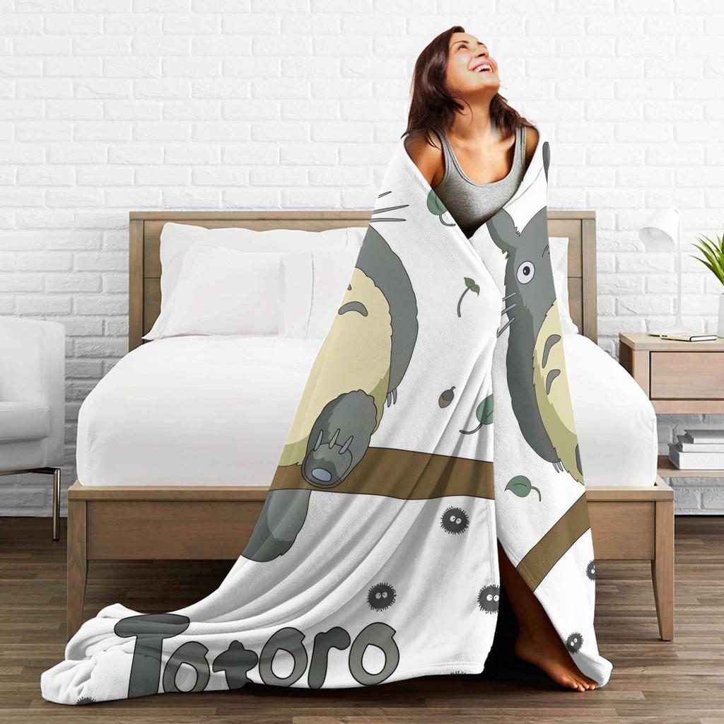 Cute T-Totoros Cartoon blanket Anime Flannel Funny Warm Throw blankets for Chair Covering Sofa Spring/Autumn,