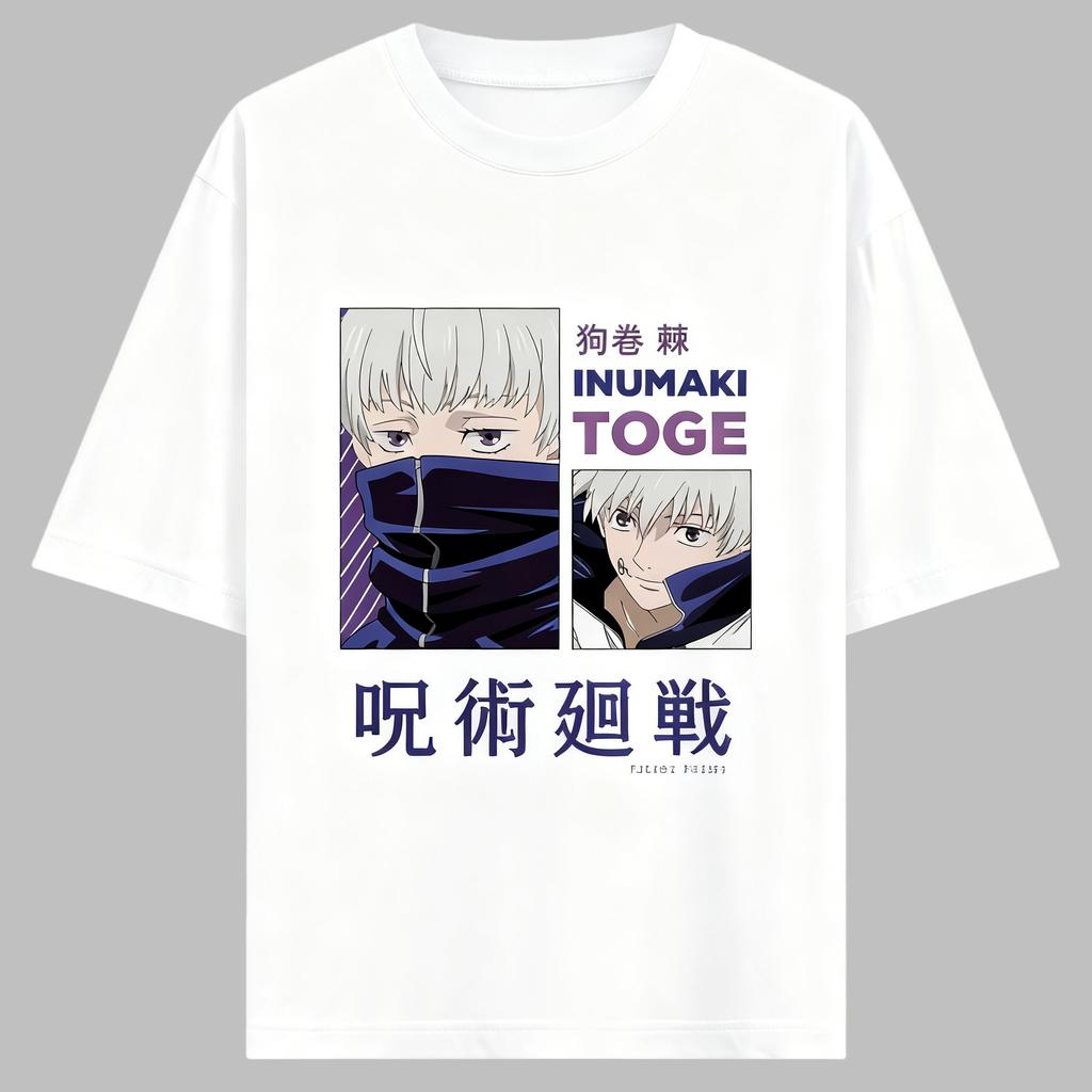 Аниме Jujutsu Kaisen Инумаки Тоге Печать Хлопковая Футболка Мужская и Женская Мода Харадзюку Свободная Летняя Аниме Периферия Одежда